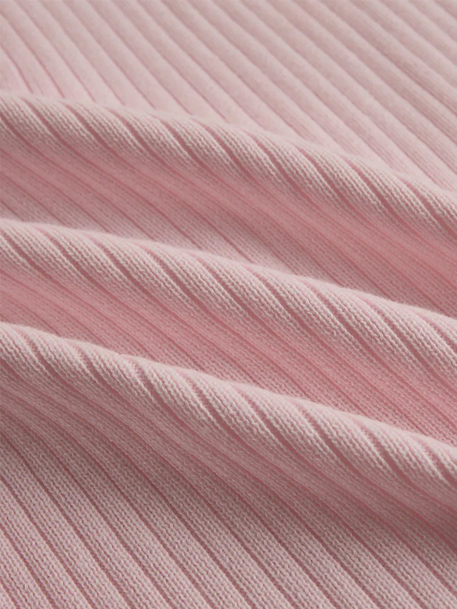 Elegant Pink V-neck Single-breasted Knitted Mini Dress
