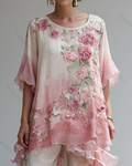 Women's Spring Retro Style Handmade Floral Embroidered Top 3220