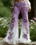 Women's Elegant Floral Embroidered Summer Pants 5565
