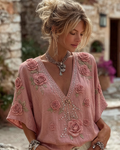 Women's Spring/Summer Fashion Floral Embroidered Top 2853