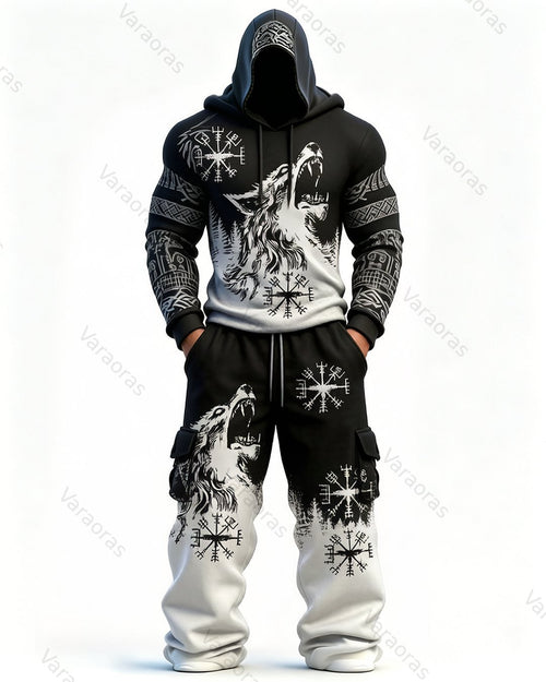 (Short Set) Men's Fashion Embroidered Hoodie and Pants Two-Piece Set  1836