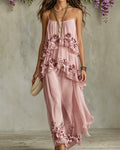Women's Summer Pink Floral Embroidered Dress 4989
