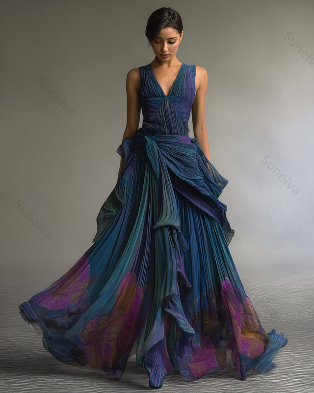 Vacation print elegant dress 9614