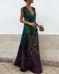 Women's Vacation Irregular Ruffle Flowers Embroidery Dress 9989