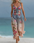 Floral Embroidery Gradient Elegant Two Piece Set 9568