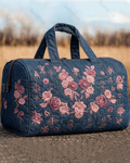 Floral-themed embroidered fashion item: quilted travel bag  1523