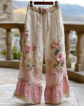 Women's Summer Floral Embroidered Color-Blocked Patchwork Pants 2025